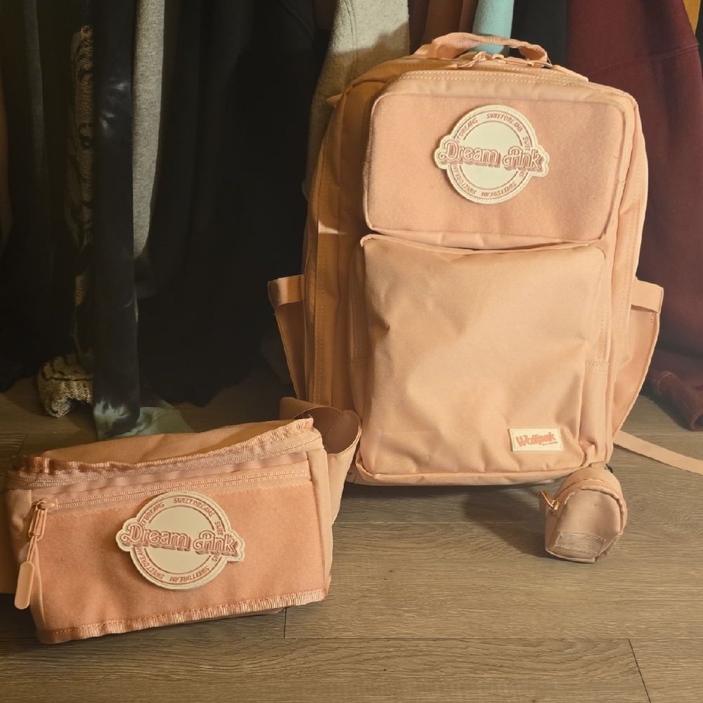 Dream Pink Wolfpak Backpack and Waist Bag Set